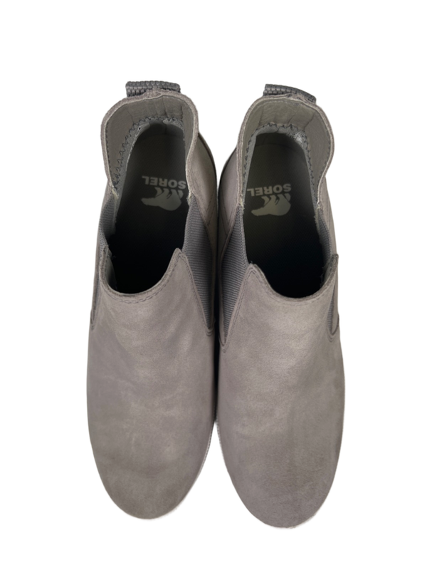 Sorel Women's Gray Leather Out N About II Slip On Wedge Ankle Booties - 9 image 3