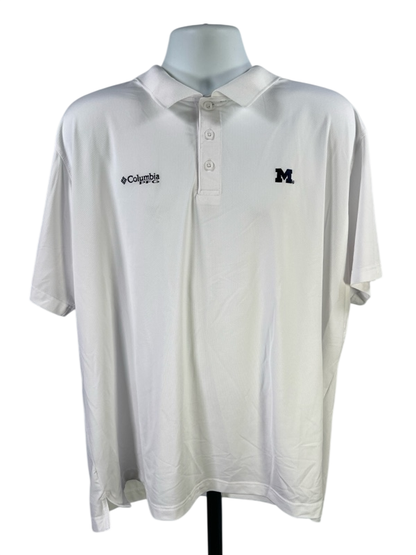 Columbia Men's White U of M Michigan PFG Omni-Shade Short Sleeve Polo - XXL