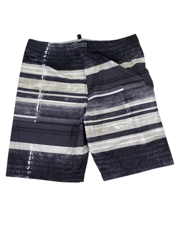 Oakley Men's Black/Beige Striped Unlined Swim Shorts - 40 image 2