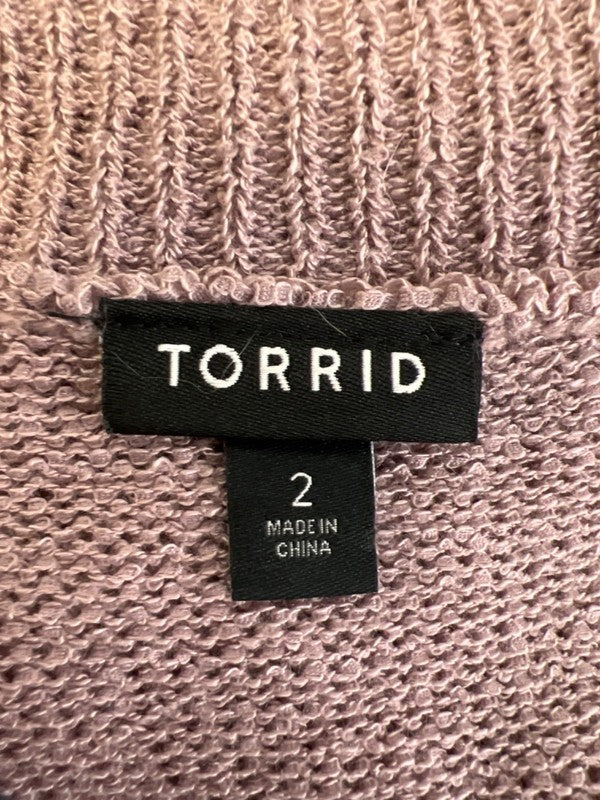 Torrid Women's Purple Knit Long Sleeve Open Front Cardigan Sweater - 2 Plus image 3