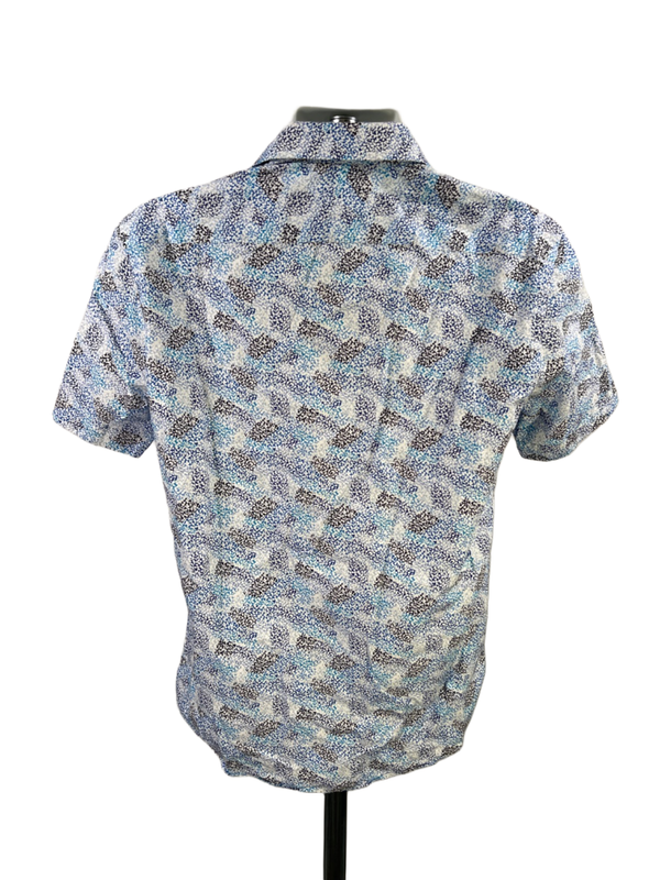Bugatchi Men's Blue Shaped Fit Short Sleeve Button Up Shirt - M image 2