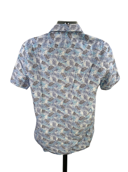 Bugatchi Men's Blue Shaped Fit Short Sleeve Button Up Shirt - M image 2