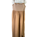 J.Crew Women's Brown Catania Crinkled Smocked Chest Midi Dress - L