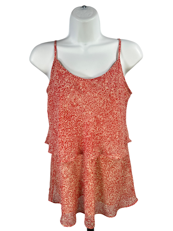 Cabi Women's Red/Beige Paprika Lined Tiered Cami Tank Top - S