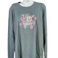 Life is Good Women's Blue Crusher Relaxed Floral Long Sleeve Shirt - XL
