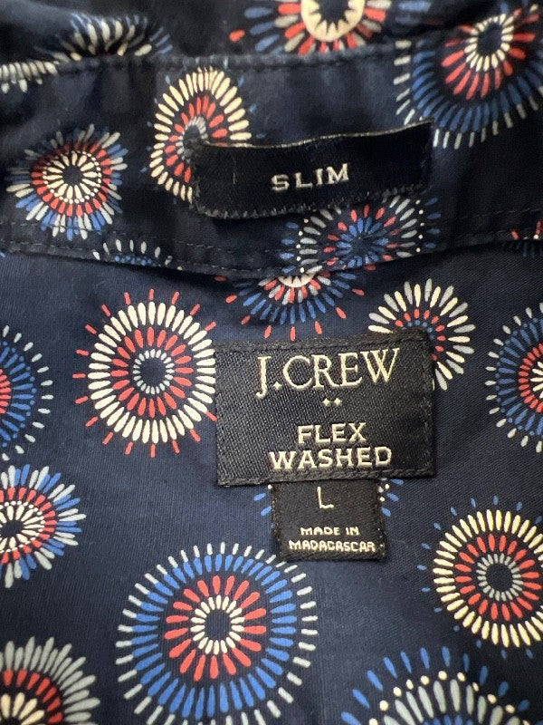 J.Crew Men's Blue Slim Fit Flex Washed Short Sleeve Button Up Shirt - L image 3
