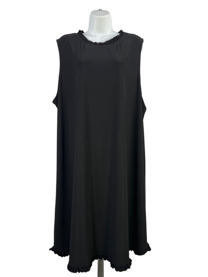 Nicole Miller Women's Black Ruffle Trim Sleeveless Midi Dress - 3X Plus