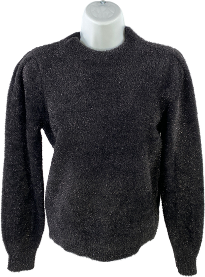 White House Black Market Women’s Black Metallic Mock Neck Sweater - S