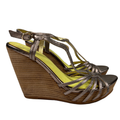 Seychelles Women's Gray Metallic Strappy Slingback Wedge Heel Sandals - 7.5