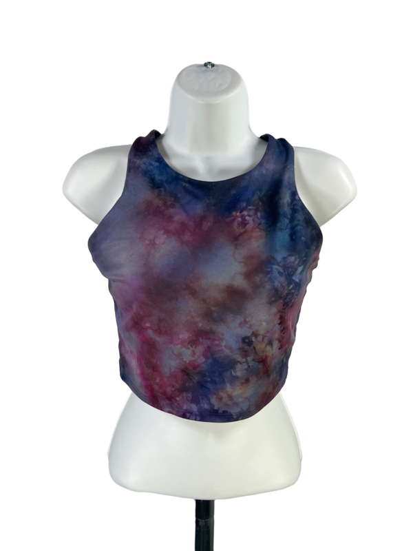 Athleta Women's Purple Tie-Dye Powervita Concious Cropped Athletic Bra - S
