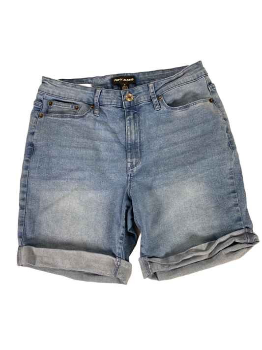 DKNY Women's Light Wash Stretch Drawstring Denim Jean Shorts - 6