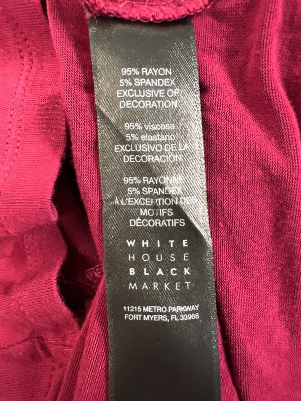 White House Black Market Women's Burgundy 3/4 Bell Sleeve Blouse - M image 4