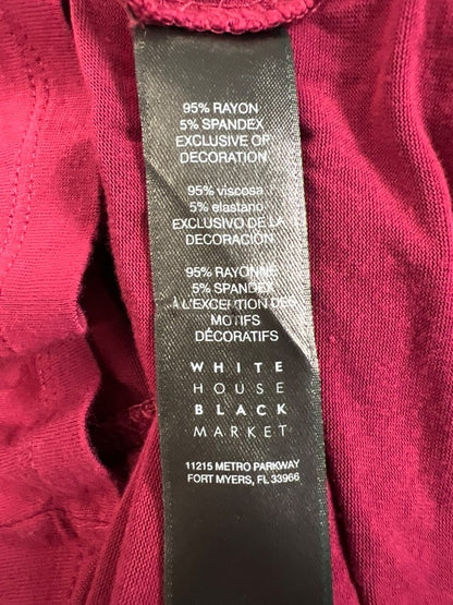 White House Black Market Women's Burgundy 3/4 Bell Sleeve Blouse - M image 4