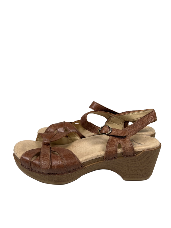 Dansko Women's Browm Leather Season Adjustable Slingback Wedge Sandals - 38/US 8 image 5