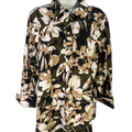 Chico's Women's Beige/Green Long Sleeve Pullover Tunic Blouse - 1.5/US 10