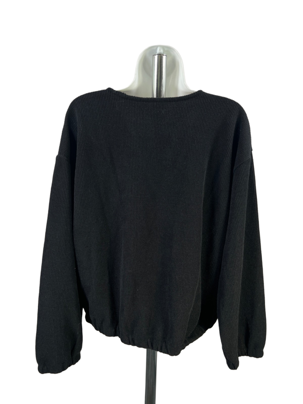Madewell Women's Black Ottomon Knit Faux Wrap Long Sleeve Sweater - 1X Plus image 2