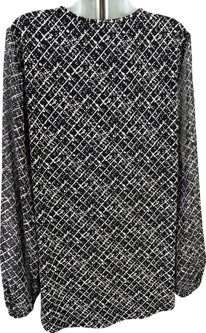 White House Black Market Women’s Black Long Sheer Sleeve Lined. Blouse - L image 2