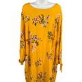 Old Navy Women's Yellow Floral Long Tie Sleeve Mini Shift Dress - XL