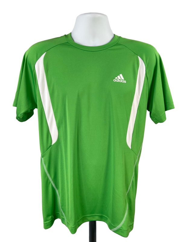 Adidas Men's Green/White Short Sleeve Athletic Performance Shirt - S