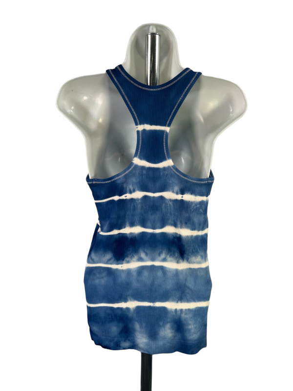 Athleta Women's Blue/White Tie Dye Renew Racerback Athletic Tank Top - M image 2