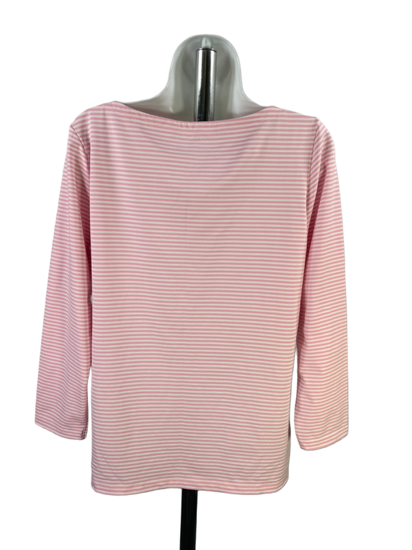 Vineyard Vines Women's Pink/White Striped 3/4 Sleeve Shirt - L image 2