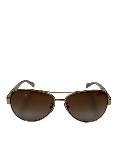 Coach Women's Dark Tortoise Sand Christina Aviator Sunglasses W/ Hardshell Case image 2