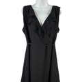 Loft Women's Black Ruffle Trim Faux Wrap Tie Waist Mini Dress - 16 Plus
