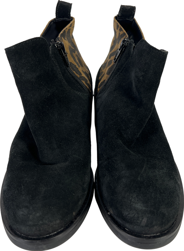 Clarks Women’s Black Suede Animal Print Block Heel Ankle Booties - 6 image 2