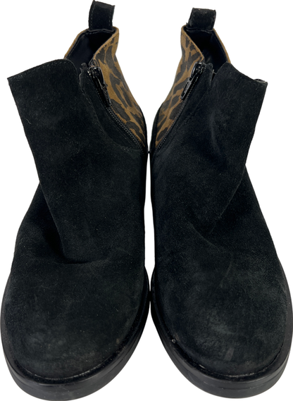 Clarks Women’s Black Suede Animal Print Block Heel Ankle Booties - 6 image 2