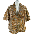 Chico's Women's Beige/Brown Textured 1/2 Sleeve Jacket - 2/US L