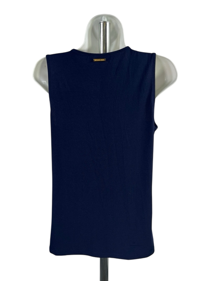Michael Kors Women's Blue Criss Cross Front Sleeveless Tank Top - S image 2