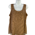 Chico's Women's Tan Metallic Embellished Sleeveless Blouse - 2/US L