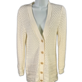 Eddie Bauer Women's White/Ivory Open Knit Button Up Cardigan Sweater - M