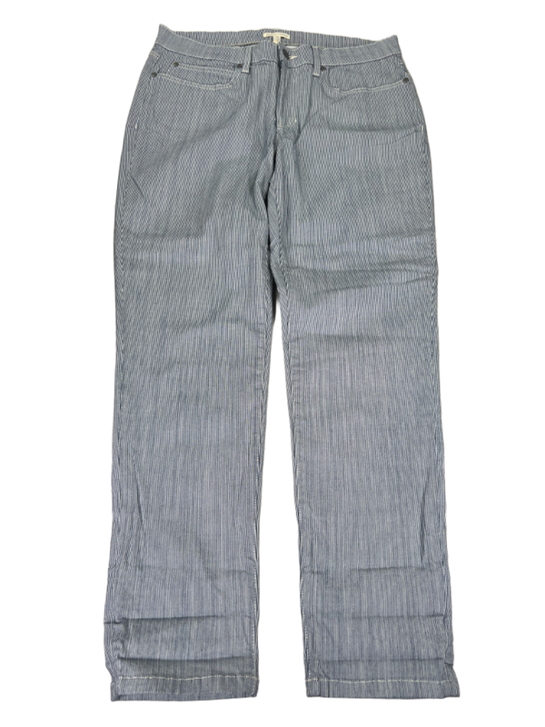 Eileen Fisher Women's Blue/White Striped Slim Boyfriend Jeans - 12