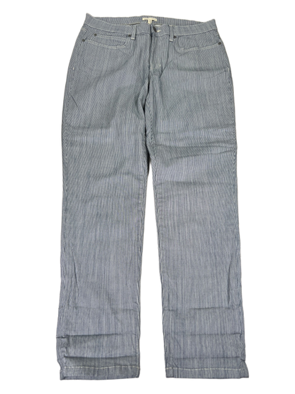 Eileen Fisher Women's Blue/White Striped Slim Boyfriend Jeans - 12