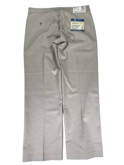 Haggar Men's Tan Straight Fit Premium Stretch No-Iron Khaki Pants - 34x29 image 2
