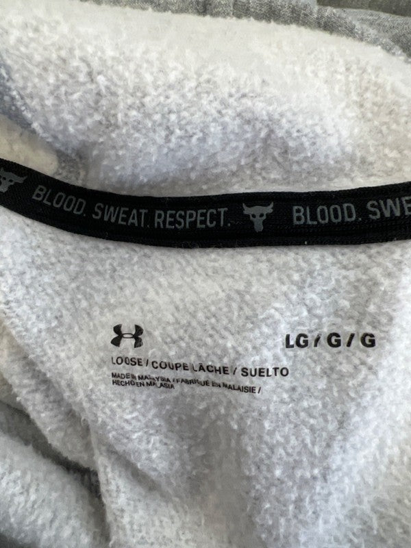Under Armour Womens Gray Project Rock Short Sleeve Cropped Hooded Sweatshirt - L image 3