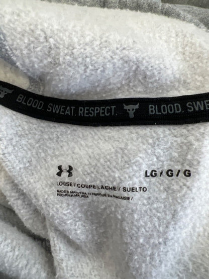 Under Armour Womens Gray Project Rock Short Sleeve Cropped Hooded Sweatshirt - L image 3