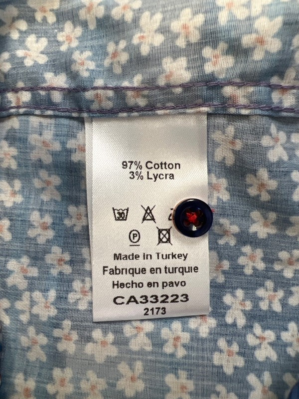 Daniel Hechter Paris Men's Blue Floral Short Sleeve Button Up Shirt - M image 4