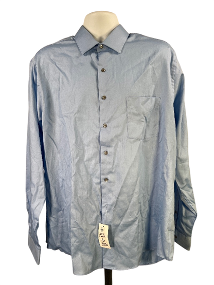 Van Heusen Men's Blue Regular Stretch Long Sleeve Button Up Shirt - XL