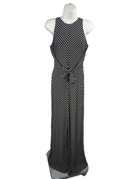 White House Black Market Women's Black/White Sleeveless Lined Maxi Dress - XS
