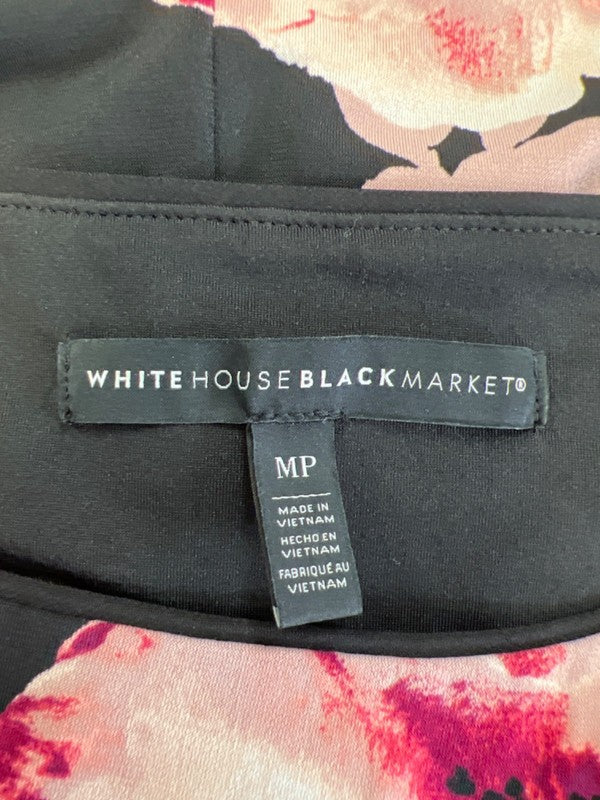White House Black Market Women's Black Floral Sleeveless Mini Dress - M Petite image 3