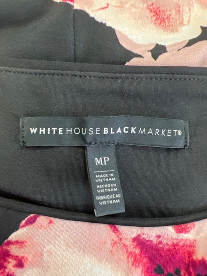 White House Black Market Women's Black Floral Sleeveless Mini Dress - M Petite image 3