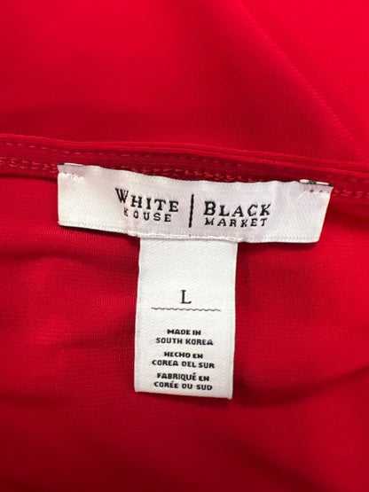 White House Black Market Women's Red Hardware Detail Short Sleeve Blouse - L image 3