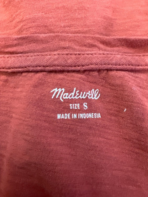 Madewell Women's Orange V Neck Pocket Front Short Sleeve Tee Shirt - S image 3