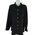 Karl Lagerfeld Women's Black Long Sleeve Button Up Blouse - L
