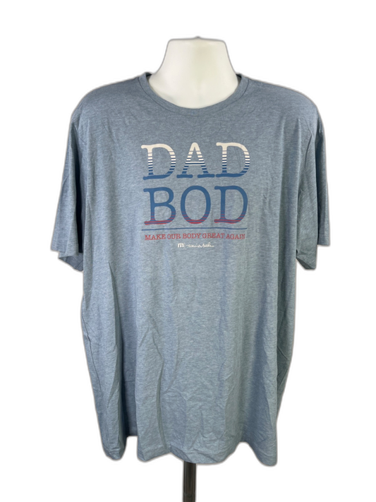 Travis Mathew Men's Blue Graphic "Dad Bod" Short Sleeve T-Shirt - XXL