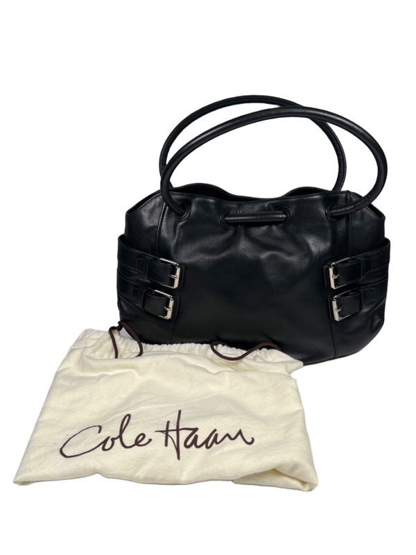 Cole Haan Women's Black Leather Hobo Shoulde Bag Purse W/ Dust Bag