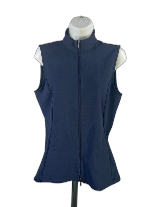 Greg Norman Women's Blue Sleeveless Full Zip Golf Vest - S