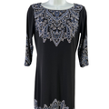 White House Black Market Women's Black/Blue Paisley Mini Dress - XS Petite